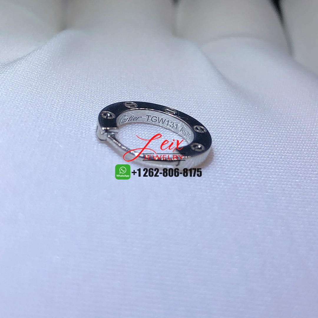Cartier 18k White Gold Full Diamond Paved LOVE Single Hoop Earrings (2) Cartier 18k White Gold Full Diamond Paved LOVE Single Hoop Earrings