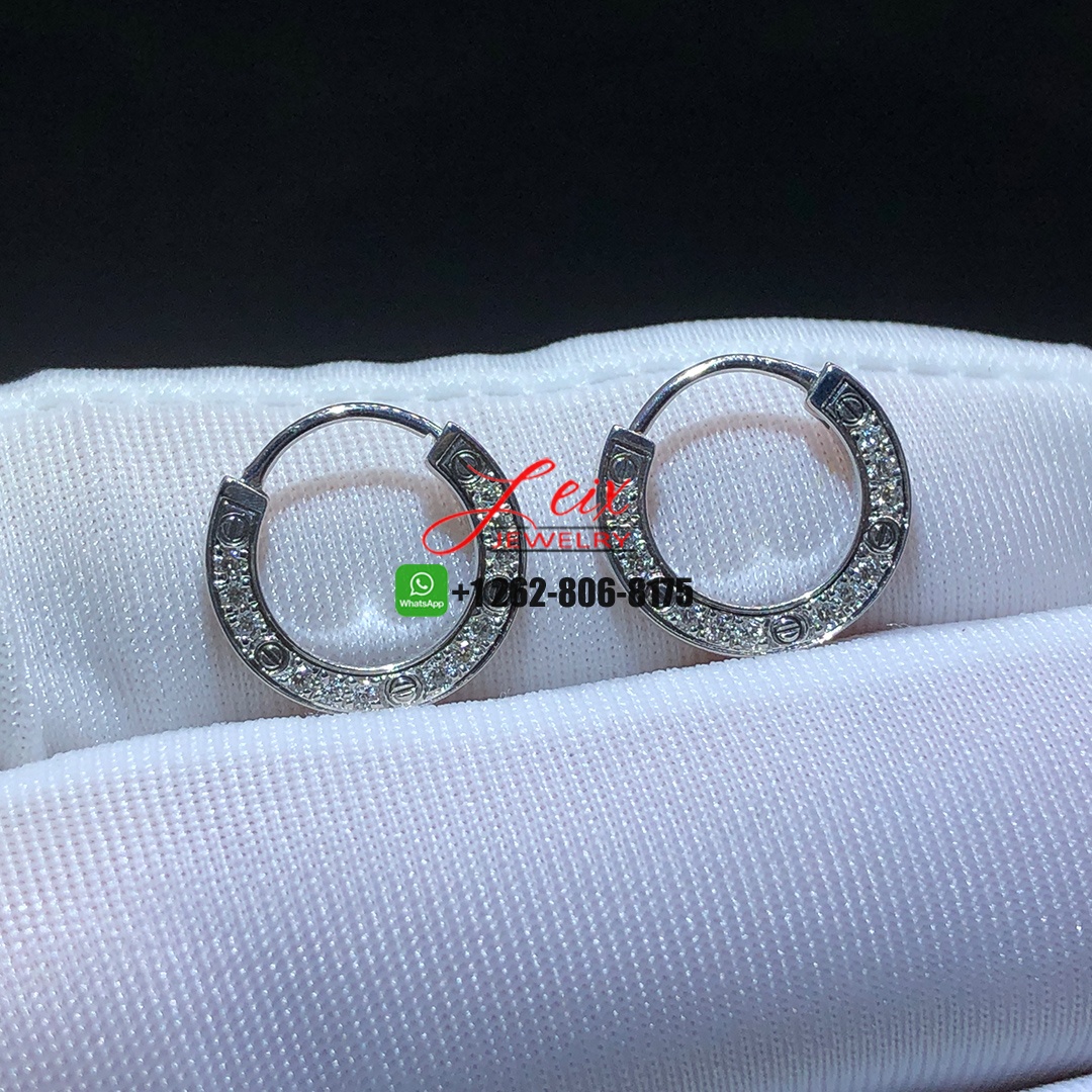 Cartier 18k White Gold Full Diamond Paved LOVE Single Hoop Earrings Cartier 18k White Gold Full Diamond Paved LOVE Single Hoop Earrings