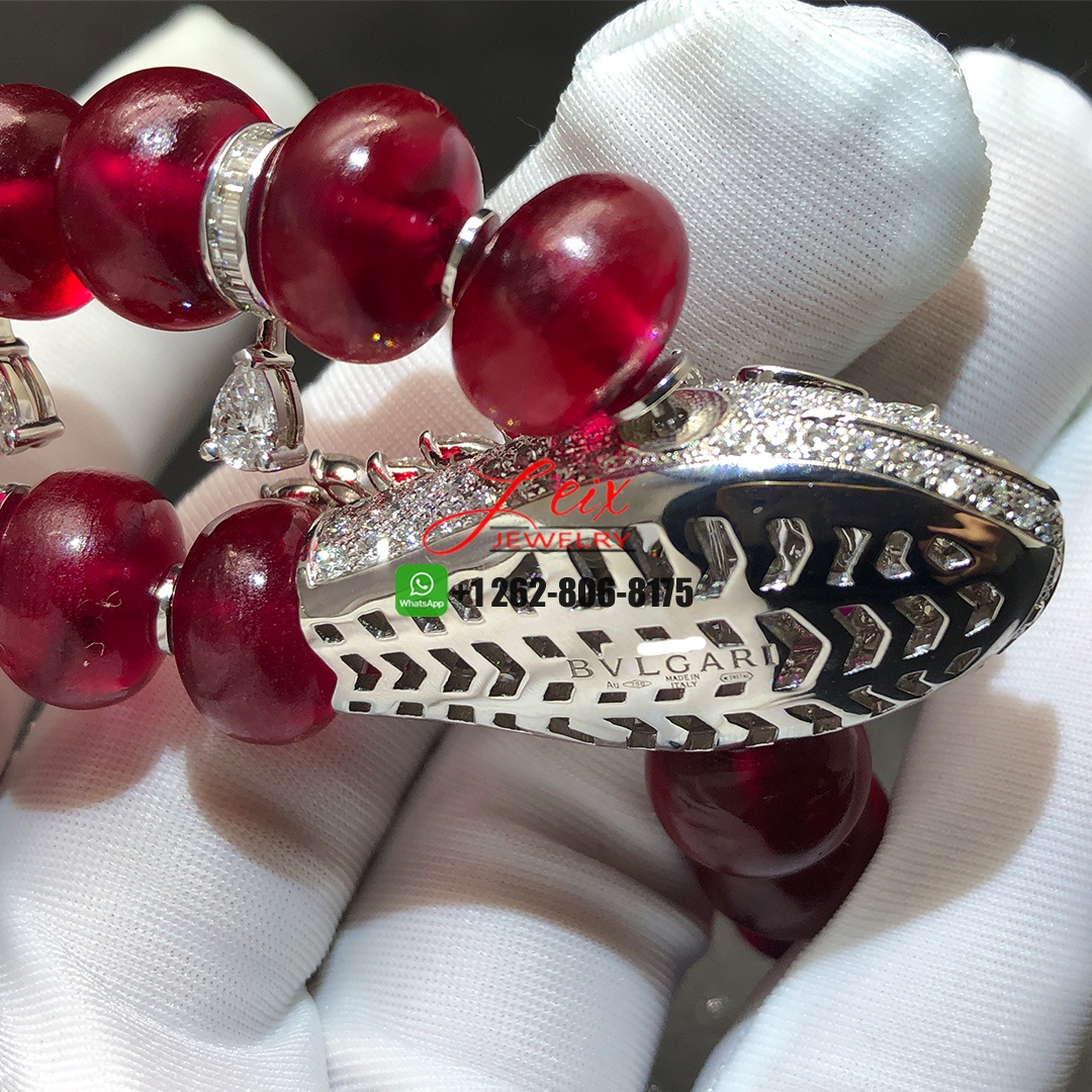 Bvlgari Serpenti High Jewelry Rubellite, Diamond and Ruby 18k White Gold Necklace (1) Bvlgari Serpenti High Jewelry Rubellite, Diamond and Ruby 18k White Gold Necklace