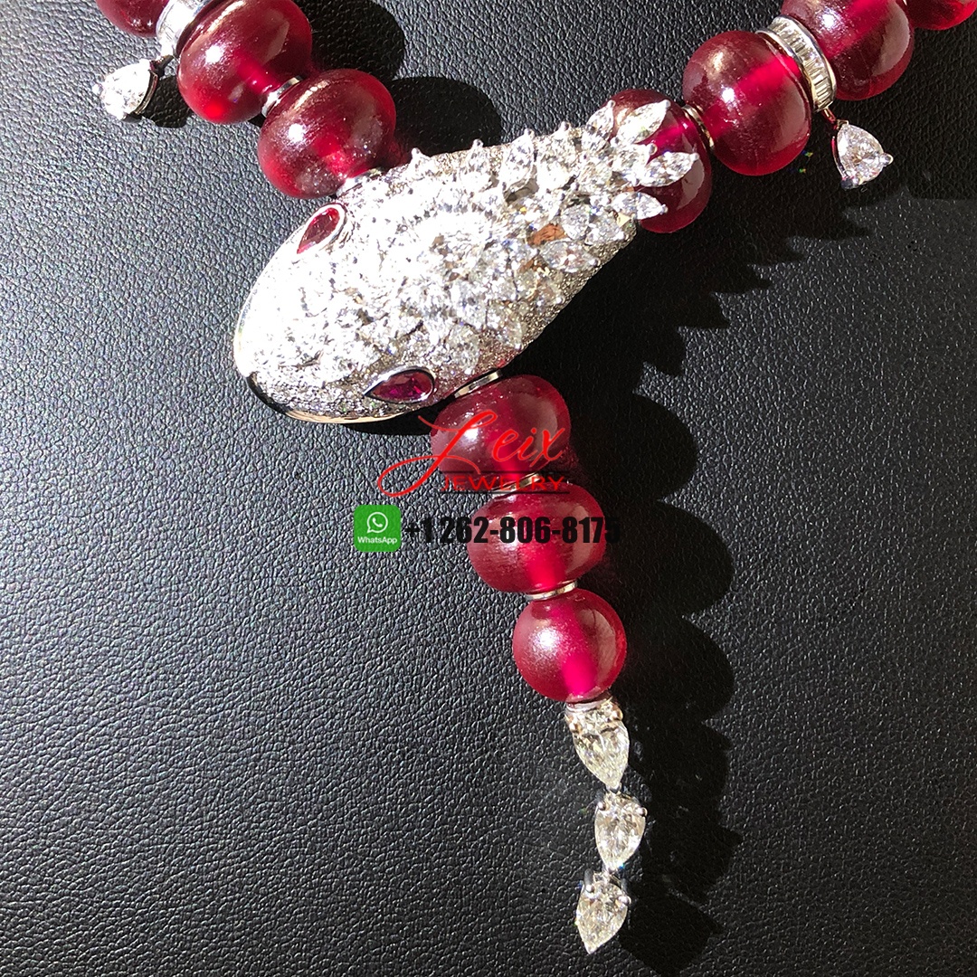 Bvlgari Serpenti High Jewelry Rubellite, Diamond and Ruby 18k White Gold Necklace (3) Bvlgari Serpenti High Jewelry Rubellite, Diamond and Ruby 18k White Gold Necklace