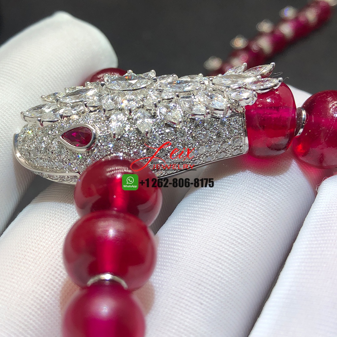 Bvlgari Serpenti High Jewelry Rubellite, Diamond and Ruby 18k White Gold Necklace (5) Bvlgari Serpenti High Jewelry Rubellite, Diamond and Ruby 18k White Gold Necklace