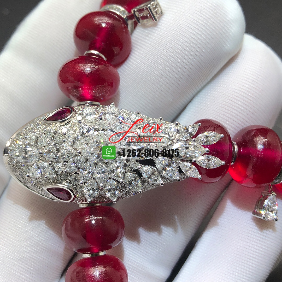 Bvlgari Serpenti High Jewelry Rubellite, Diamond and Ruby 18k White Gold Necklace (7) Bvlgari Serpenti High Jewelry Rubellite, Diamond and Ruby 18k White Gold Necklace