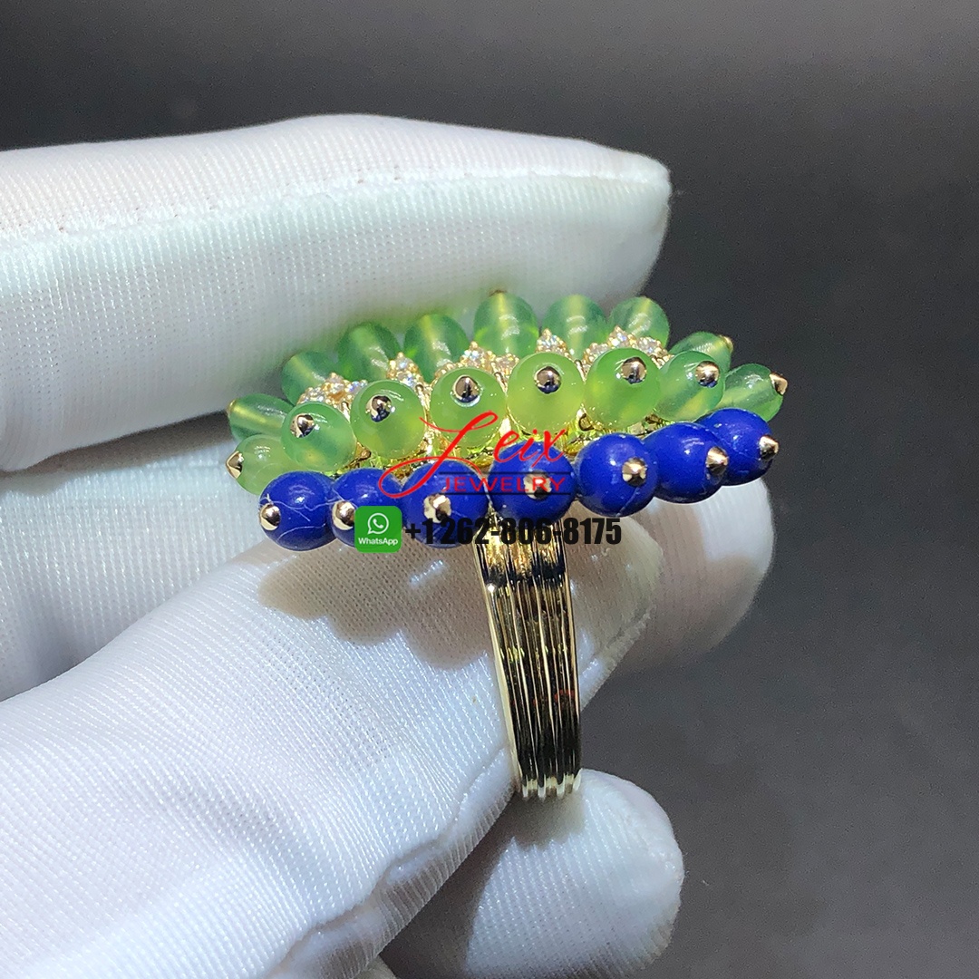 Cactus de Cartier Chrysoprases and Lapis Lazuli 18k Yellow Gold Diamond Ring (1) Cactus de Cartier Chrysoprases and Lapis Lazuli 18k Yellow Gold Diamond Ring