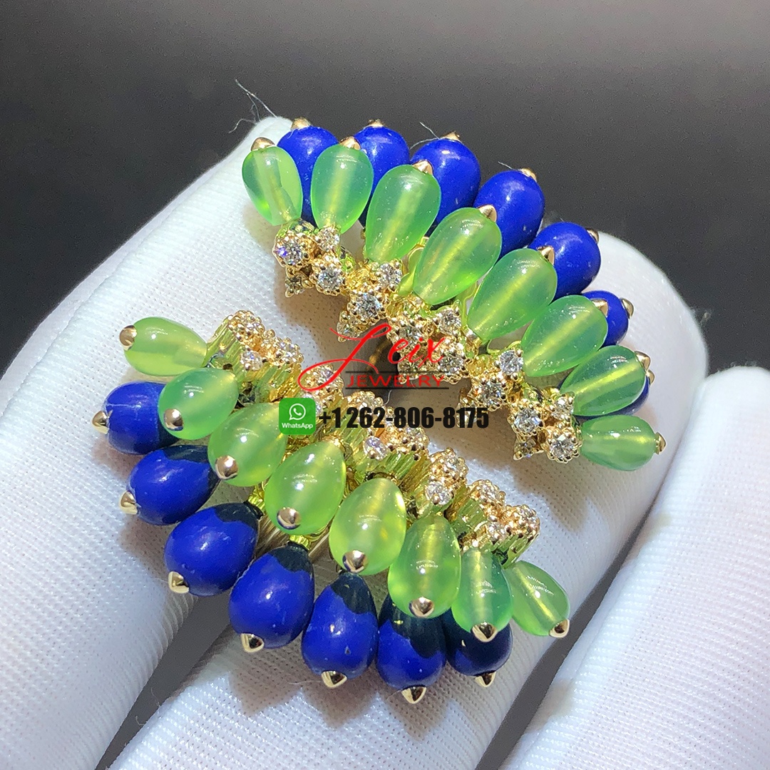 Cactus de Cartier Chrysoprases and Lapis Lazuli 18k Yellow Gold Diamond Ring (2) Cactus de Cartier Chrysoprases and Lapis Lazuli 18k Yellow Gold Diamond Ring