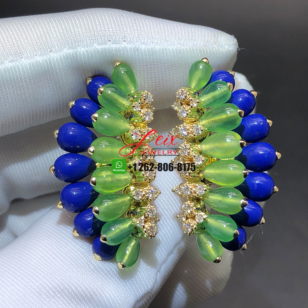 Cactus de Cartier Chrysoprases and Lapis Lazuli 18k Yellow Gold Diamond Ring (4) Cactus de Cartier Chrysoprases and Lapis Lazuli 18k Yellow Gold Diamond Ring