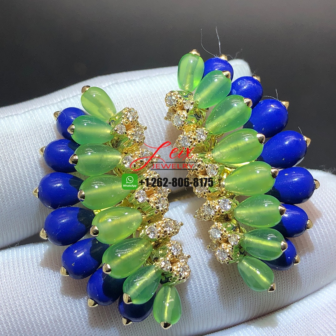 Cactus de Cartier Chrysoprases and Lapis Lazuli 18k Yellow Gold Diamond Ring Cactus de Cartier Chrysoprases and Lapis Lazuli 18k Yellow Gold Diamond Ring
