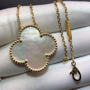 Van Cleef & Arpels Magic Alhambra 18K Yellow Gold Mother Of Pearl Pendant Necklace