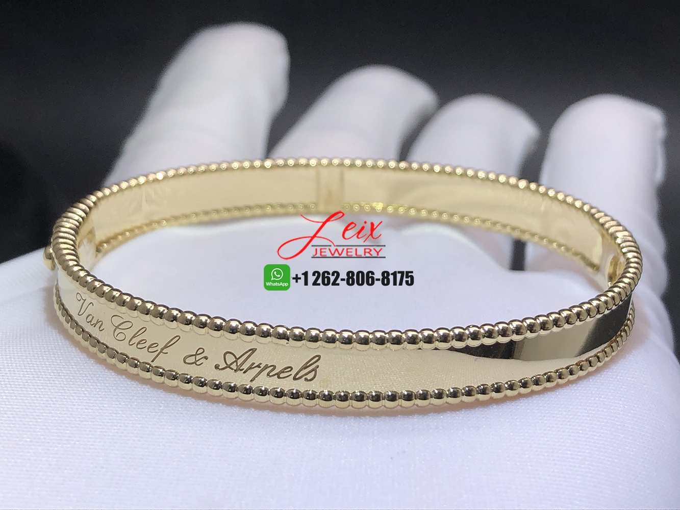 Custom Made Van Cleef & Arpels Perlée Signature 18k Yellow Gold Bracelet (2) Custom Made Van Cleef & Arpels Perlée Signature 18k Yellow Gold Bracelet