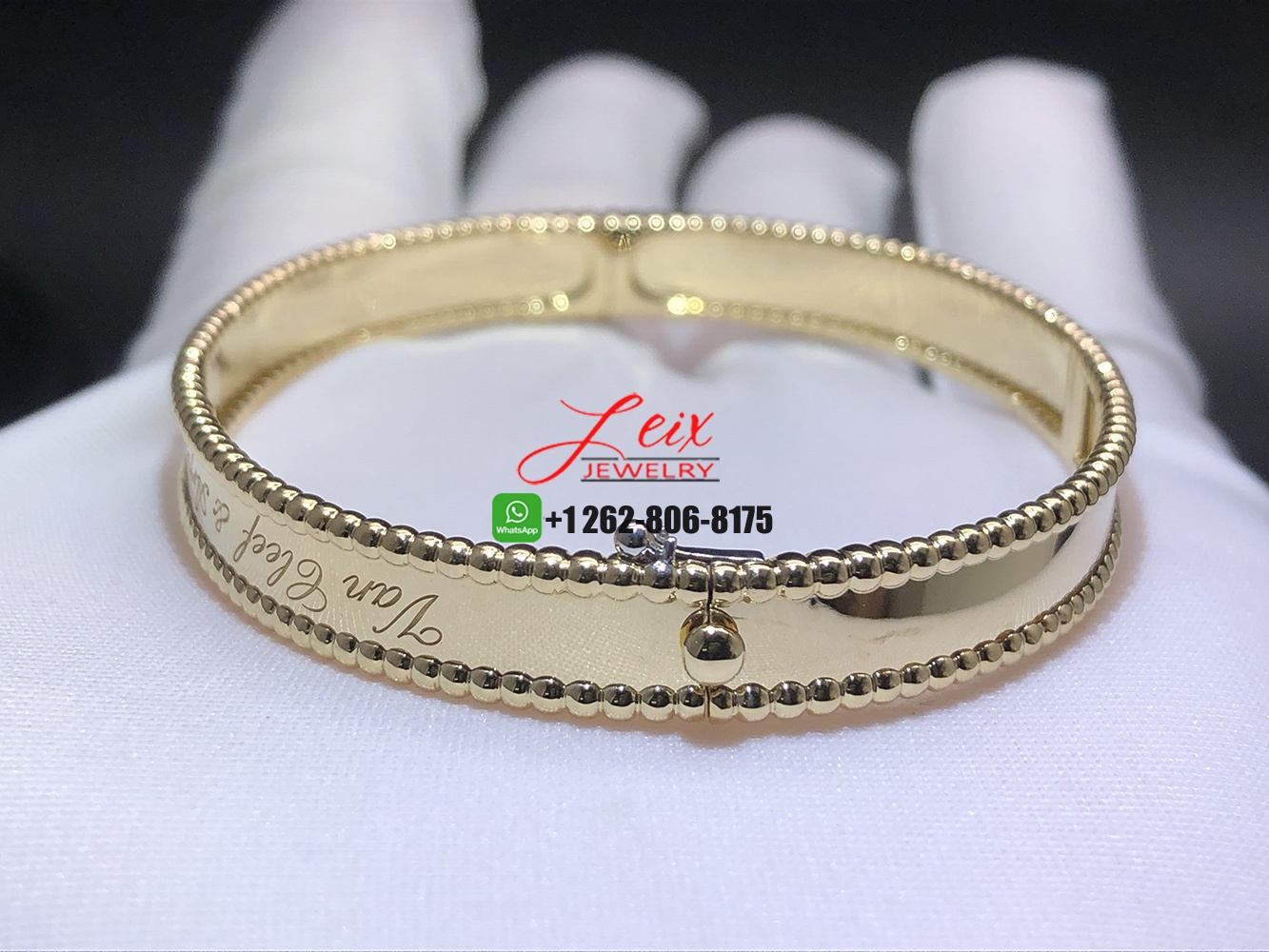 Custom Made Van Cleef & Arpels Perlée Signature 18k Yellow Gold Bracelet (3) Custom Made Van Cleef & Arpels Perlée Signature 18k Yellow Gold Bracelet