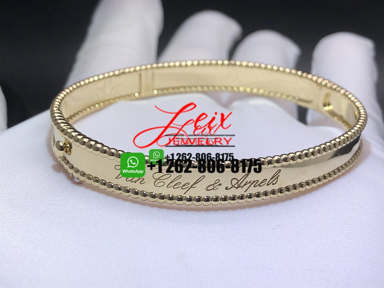 Custom Made Van Cleef & Arpels Perlée Signature 18k Yellow Gold Bracelet Custom Made Van Cleef & Arpels Perlée Signature 18k Yellow Gold Bracelet