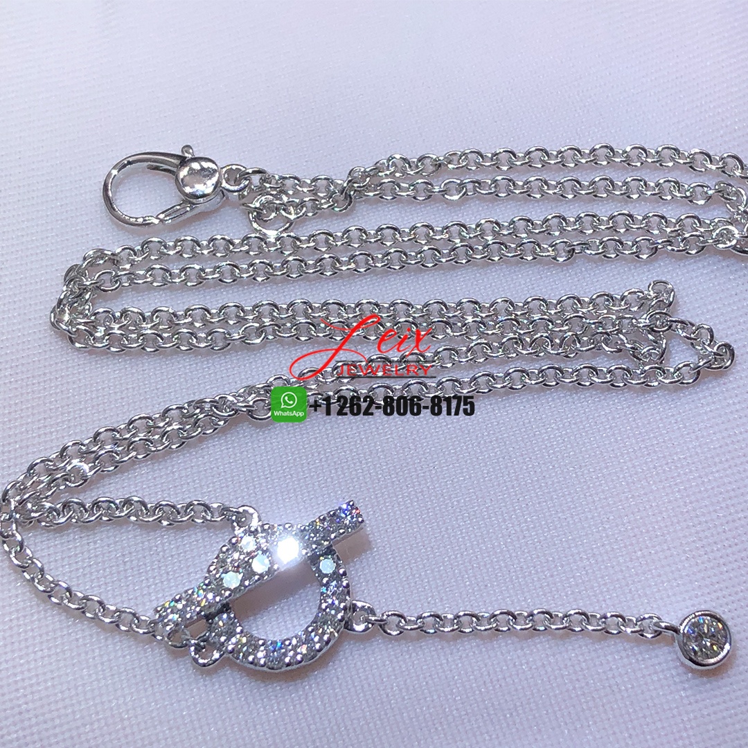 Hermes 18k White Gold Diamond Finesse Lariat Necklace (1) Hermes 18k White Gold Diamond Finesse Lariat Necklace