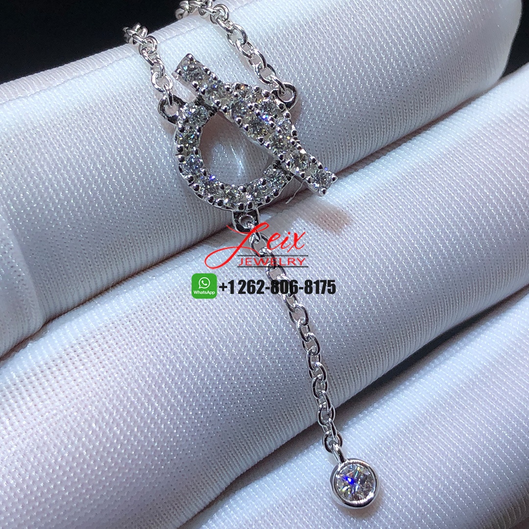 Hermes 18k White Gold Diamond Finesse Lariat Necklace (2) Hermes 18k White Gold Diamond Finesse Lariat Necklace