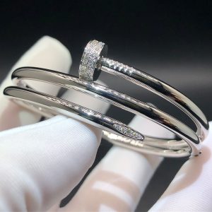 Cartier Juste un Clou Diamond Double Nail Bracelet in 18k White Gold