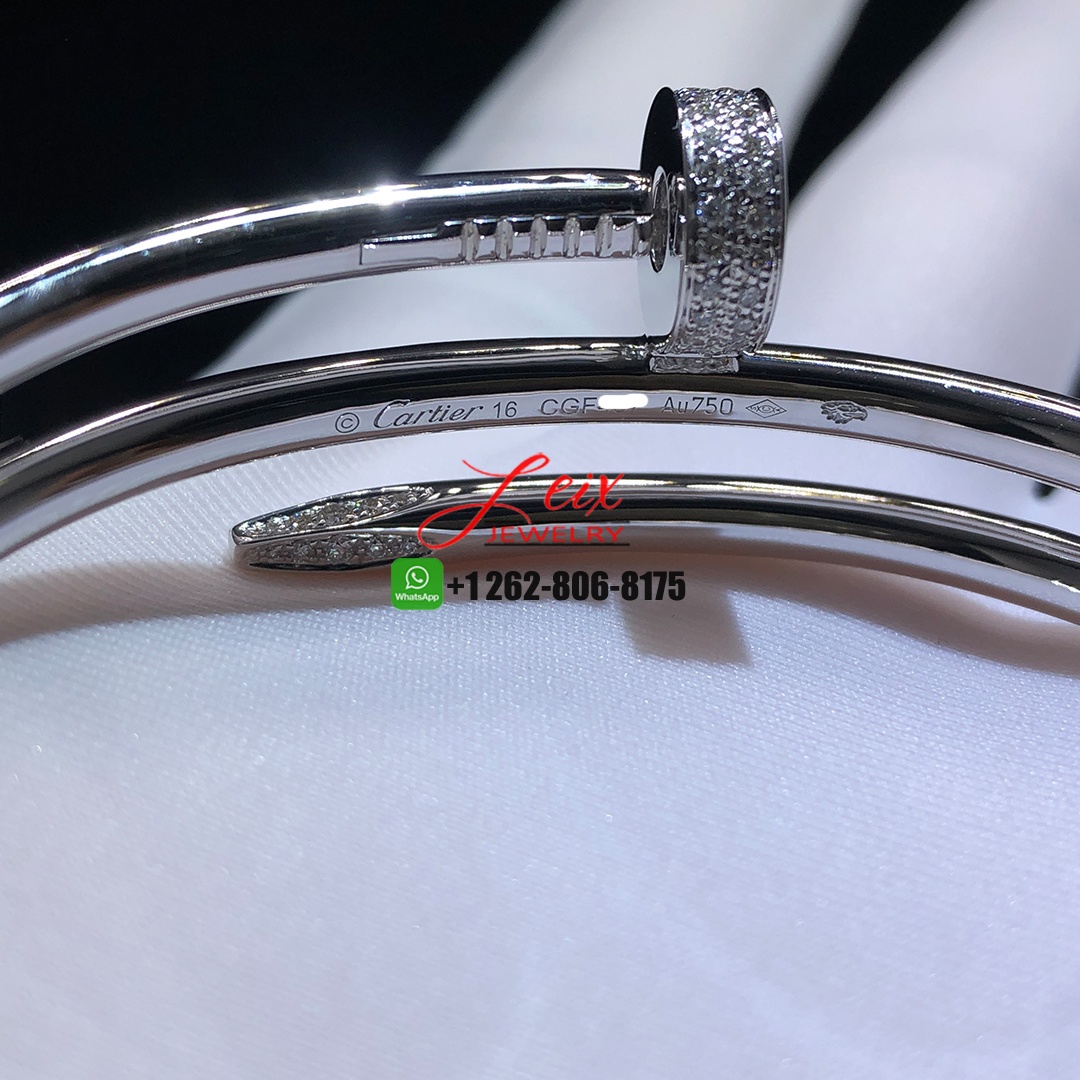 Cartier Juste un Clou Diamond Double Nail Bracelet in 18k White Gold (1) Cartier Juste un Clou Diamond Double Nail Bracelet in 18k White Gold