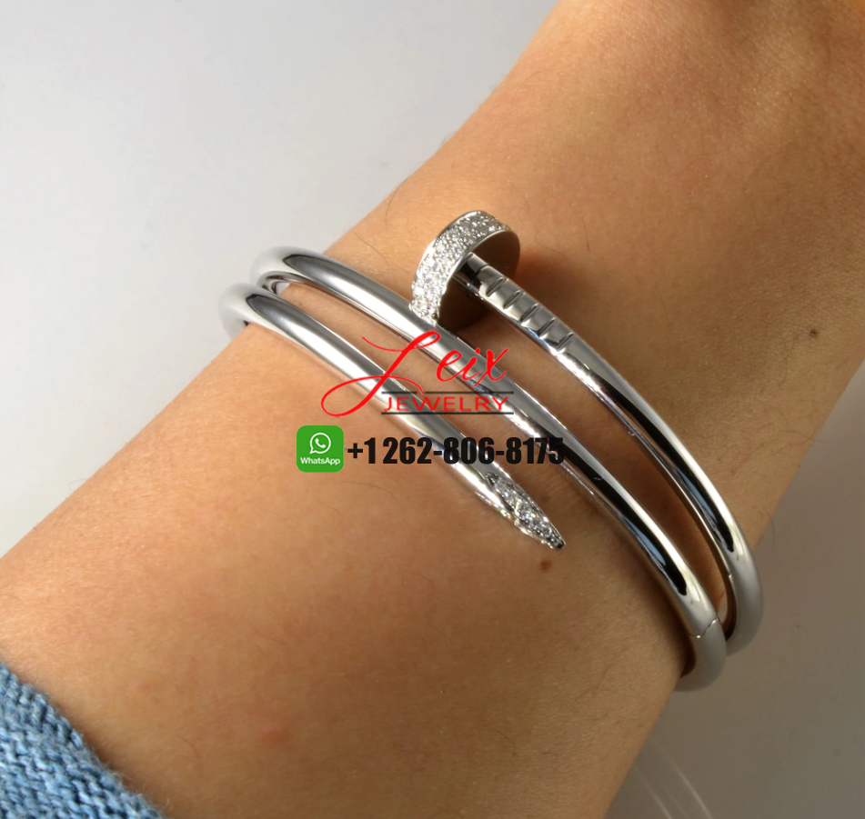 Cartier Juste un Clou Diamond Double Nail Bracelet in 18k White Gold (1) Cartier Juste un Clou Diamond Double Nail Bracelet in 18k White Gold