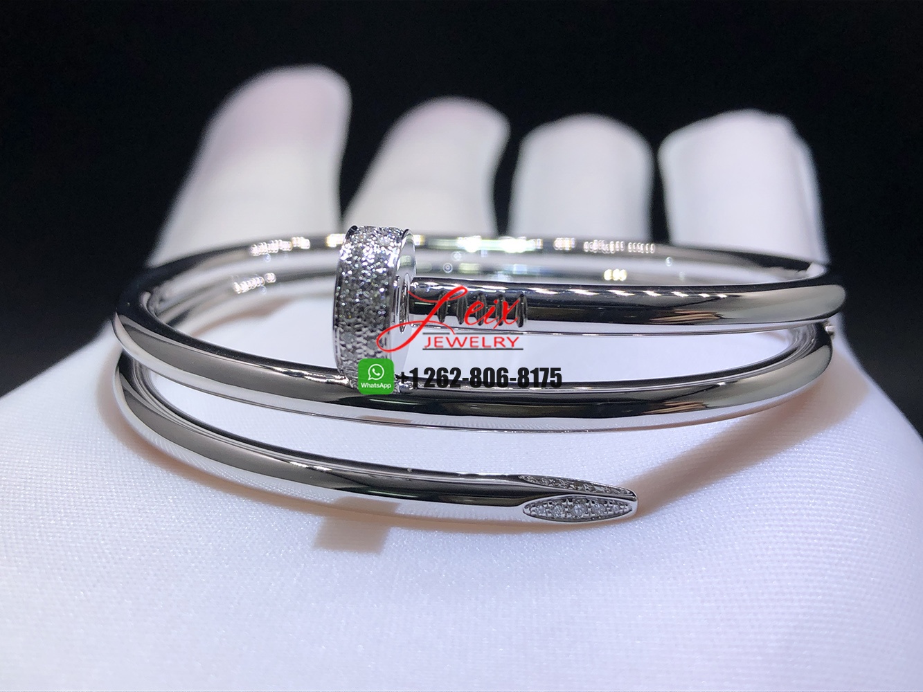 Cartier Juste un Clou Diamond Double Nail Bracelet in 18k White Gold (2) Cartier Juste un Clou Diamond Double Nail Bracelet in 18k White Gold