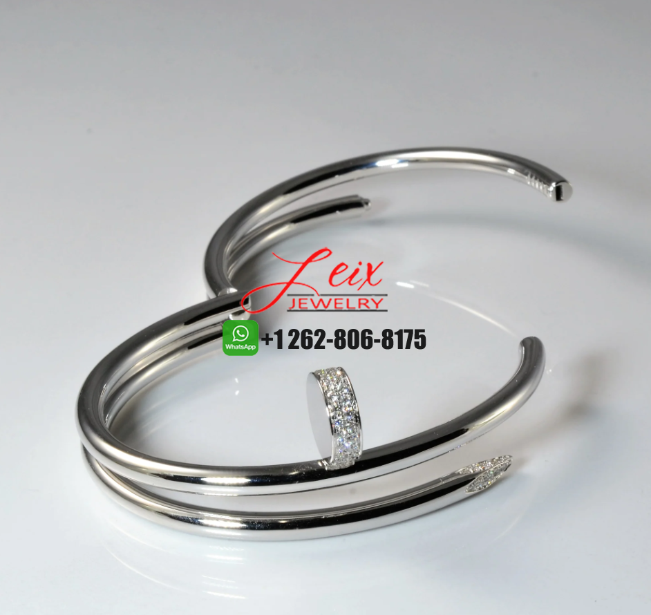 Cartier Juste un Clou Diamond Double Nail Bracelet in 18k White Gold (2) Cartier Juste un Clou Diamond Double Nail Bracelet in 18k White Gold