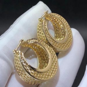 Custom Made Solid 18k Yellow Gold Hollow Out Mesh Hoop Earrings