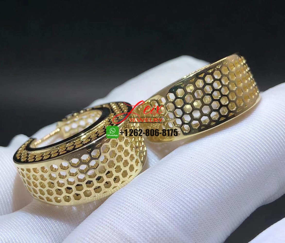 Custom Made Solid 18k Yellow Gold Hollow Out Mesh Hoop Earrings (5) Custom Made Solid 18k Yellow Gold Hollow Out Mesh Hoop Earrings