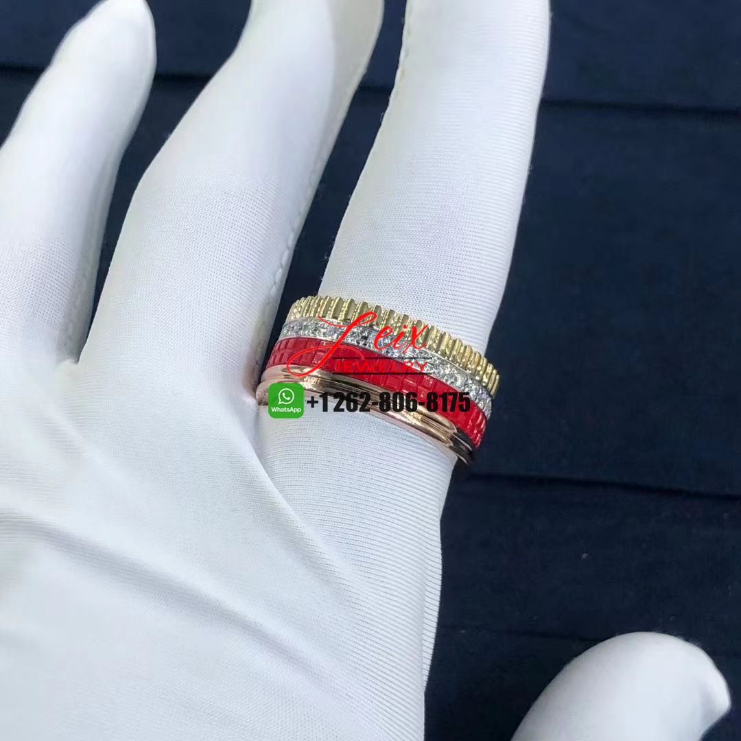 Boucheron Quatre 18k Gold Diamond and Red Ceramic Edition Large Ring (4) Boucheron Quatre 18k Gold Diamond and Red Ceramic Edition Large Ring