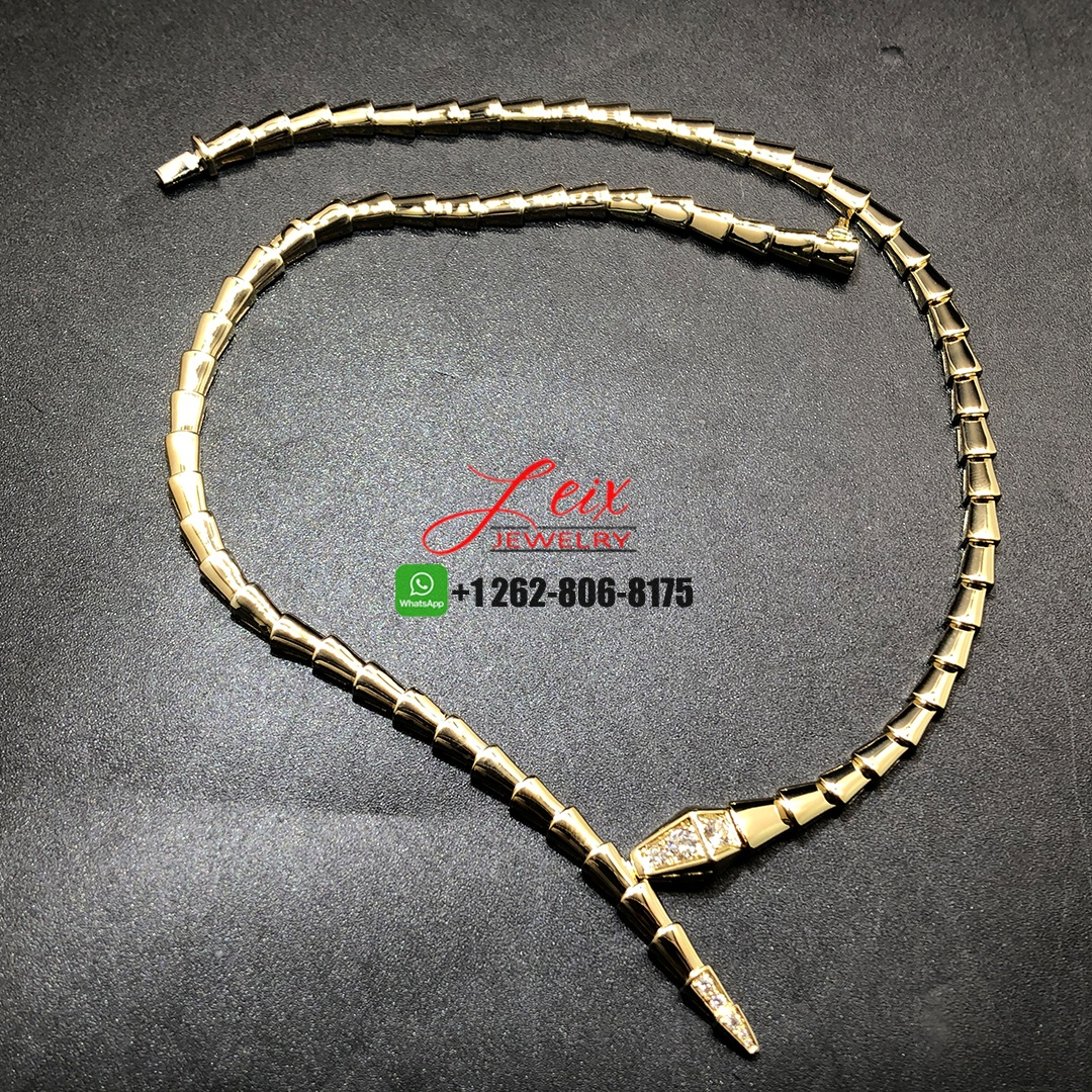 Bvlgari 18K Yellow Gold Demi-pavé Diamonds Serpenti Viper Necklace (2) Bvlgari 18K Yellow Gold Demi-pavé Diamonds Serpenti Viper Necklace