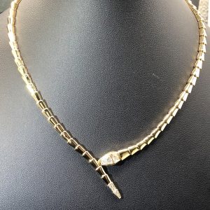 Bvlgari 18K Yellow Gold Demi-pavé Diamonds Serpenti Viper Necklace