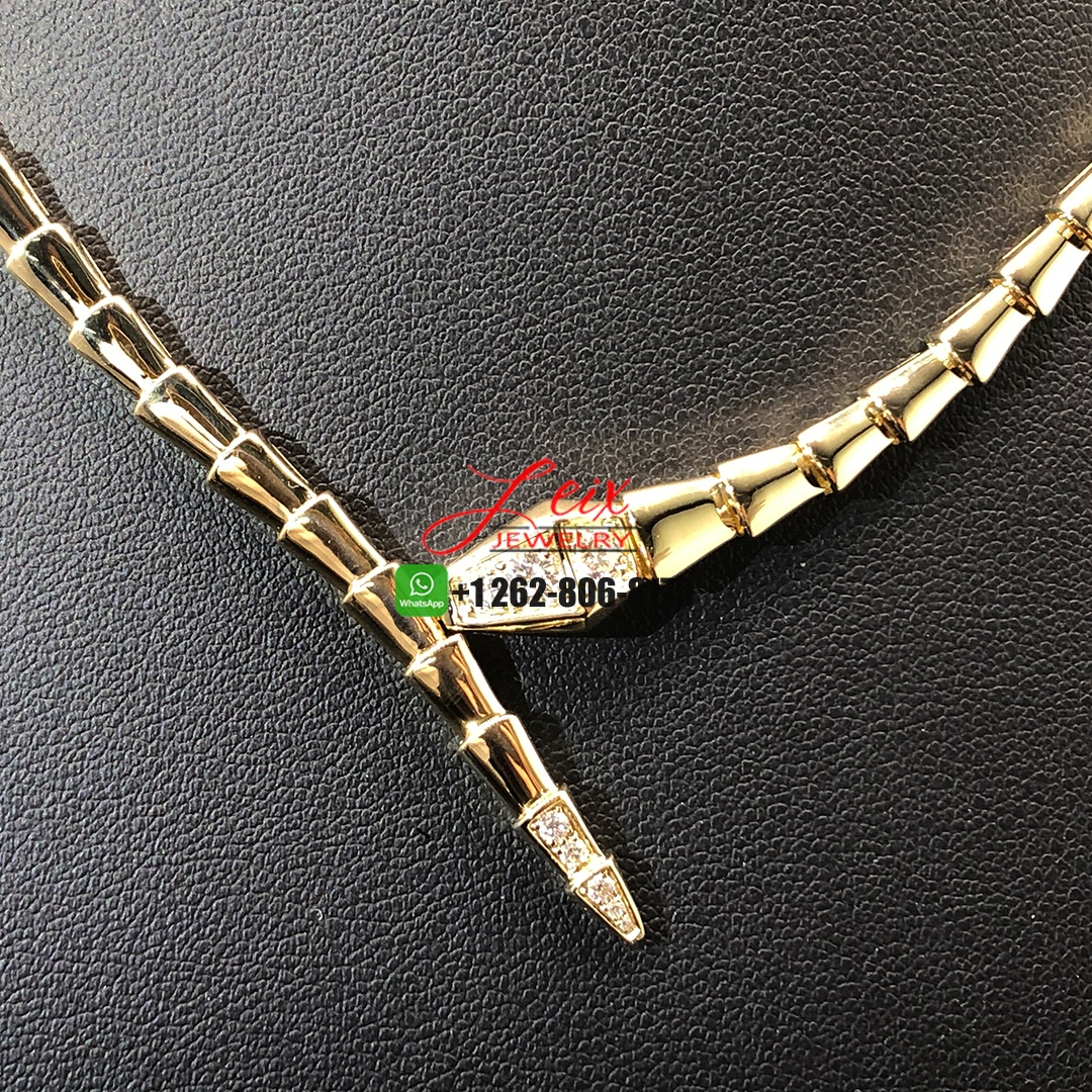 Bvlgari 18K Yellow Gold Demi-pavé Diamonds Serpenti Viper Necklace (4) Bvlgari 18K Yellow Gold Demi-pavé Diamonds Serpenti Viper Necklace
