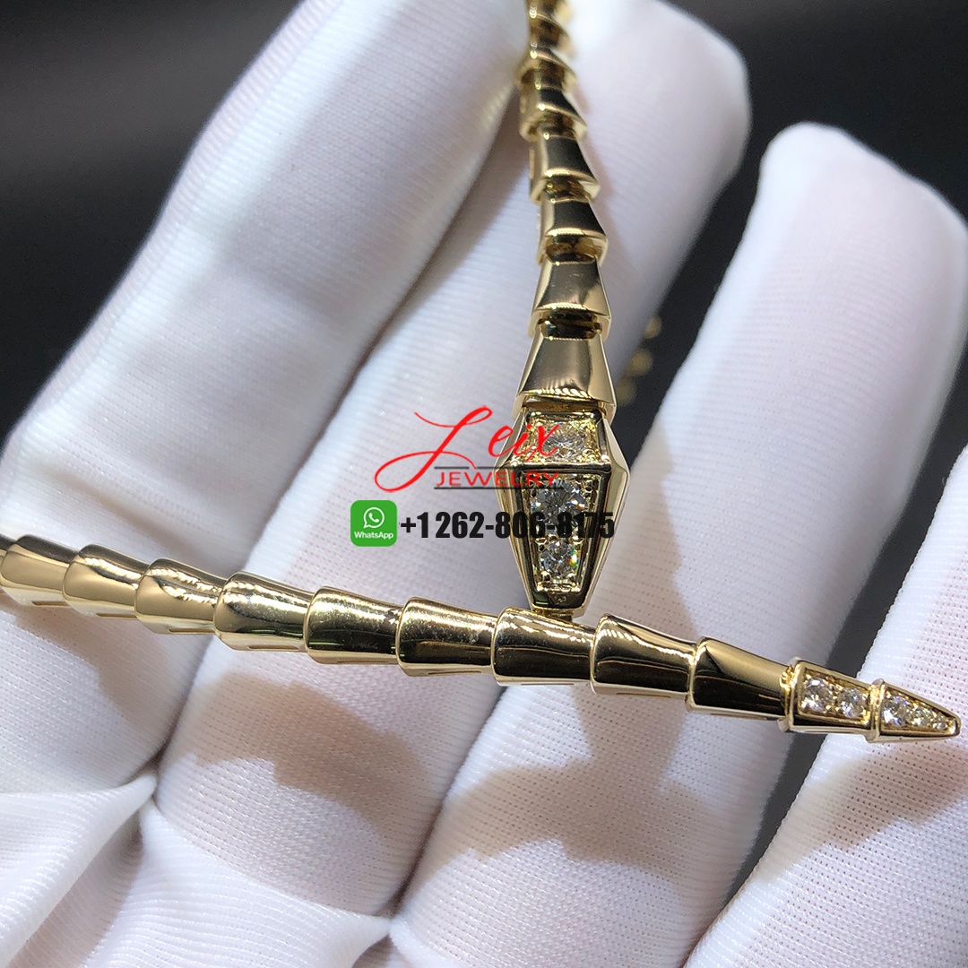 Bvlgari 18K Yellow Gold Demi-pavé Diamonds Serpenti Viper Necklace (5) Bvlgari 18K Yellow Gold Demi-pavé Diamonds Serpenti Viper Necklace