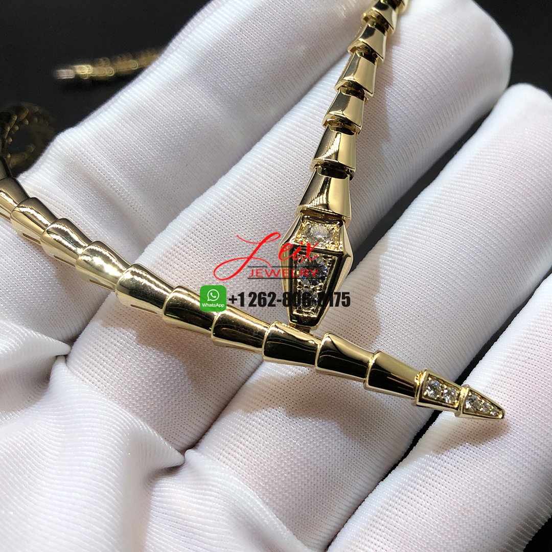 Bvlgari 18K Yellow Gold Demi-pavé Diamonds Serpenti Viper Necklace (6) Bvlgari 18K Yellow Gold Demi-pavé Diamonds Serpenti Viper Necklace