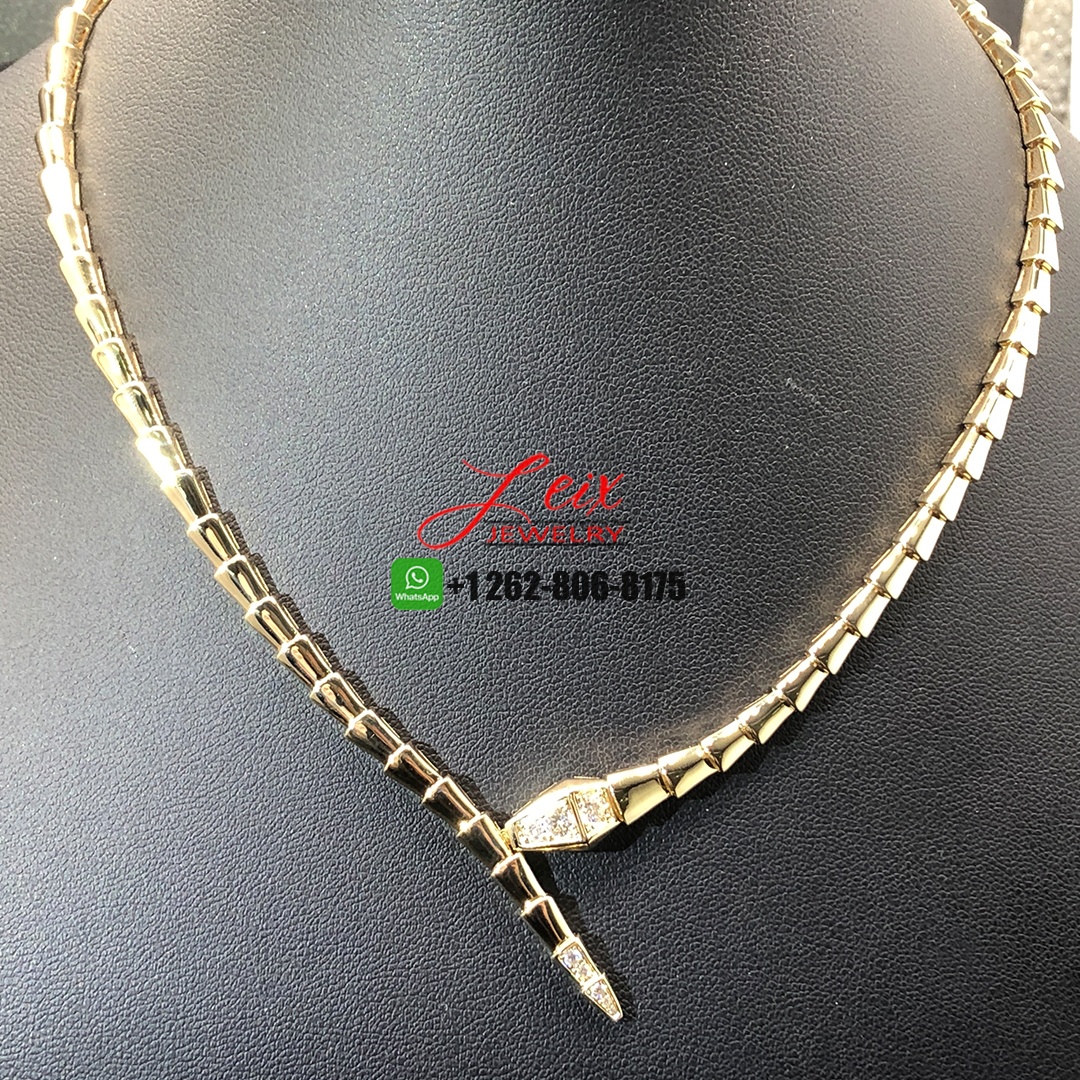 Bvlgari 18K Yellow Gold Demi-pavé Diamonds Serpenti Viper Necklace Bvlgari 18K Yellow Gold Demi-pavé Diamonds Serpenti Viper Necklace