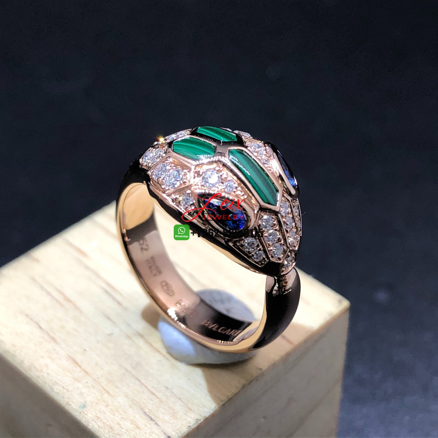 Bvlgari 18k Rose Gold Diamond,Blue Sapphire and Malachite Serpenti Seduttori Ring Bvlgari 18k Rose Gold Diamond,Blue Sapphire and Malachite Serpenti Seduttori Ring