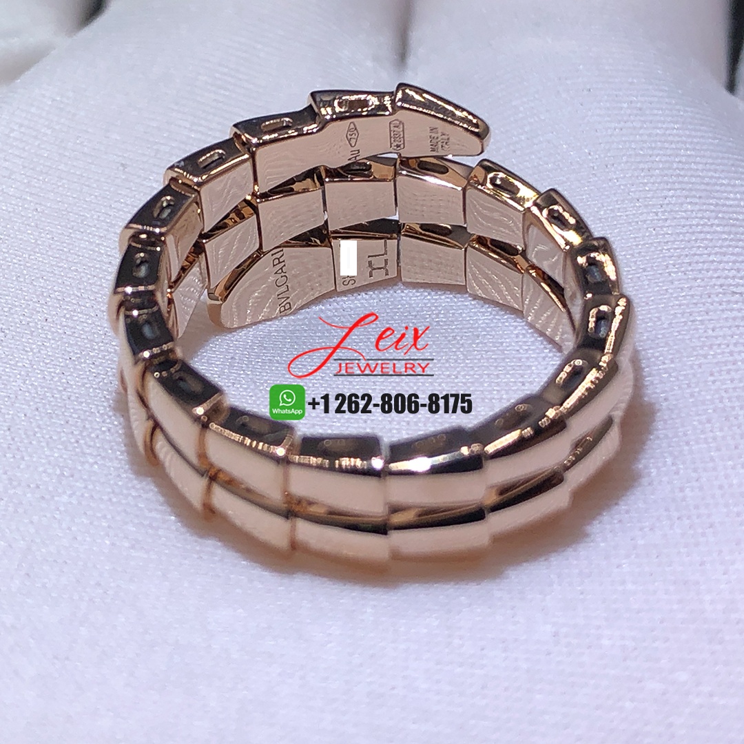 Bvlgari Serpenti Viper 2-coil 18k Rose Gold Diamonds Wrap Ring (3) Bvlgari Serpenti Viper 2-coil 18k Rose Gold Diamonds Wrap Ring