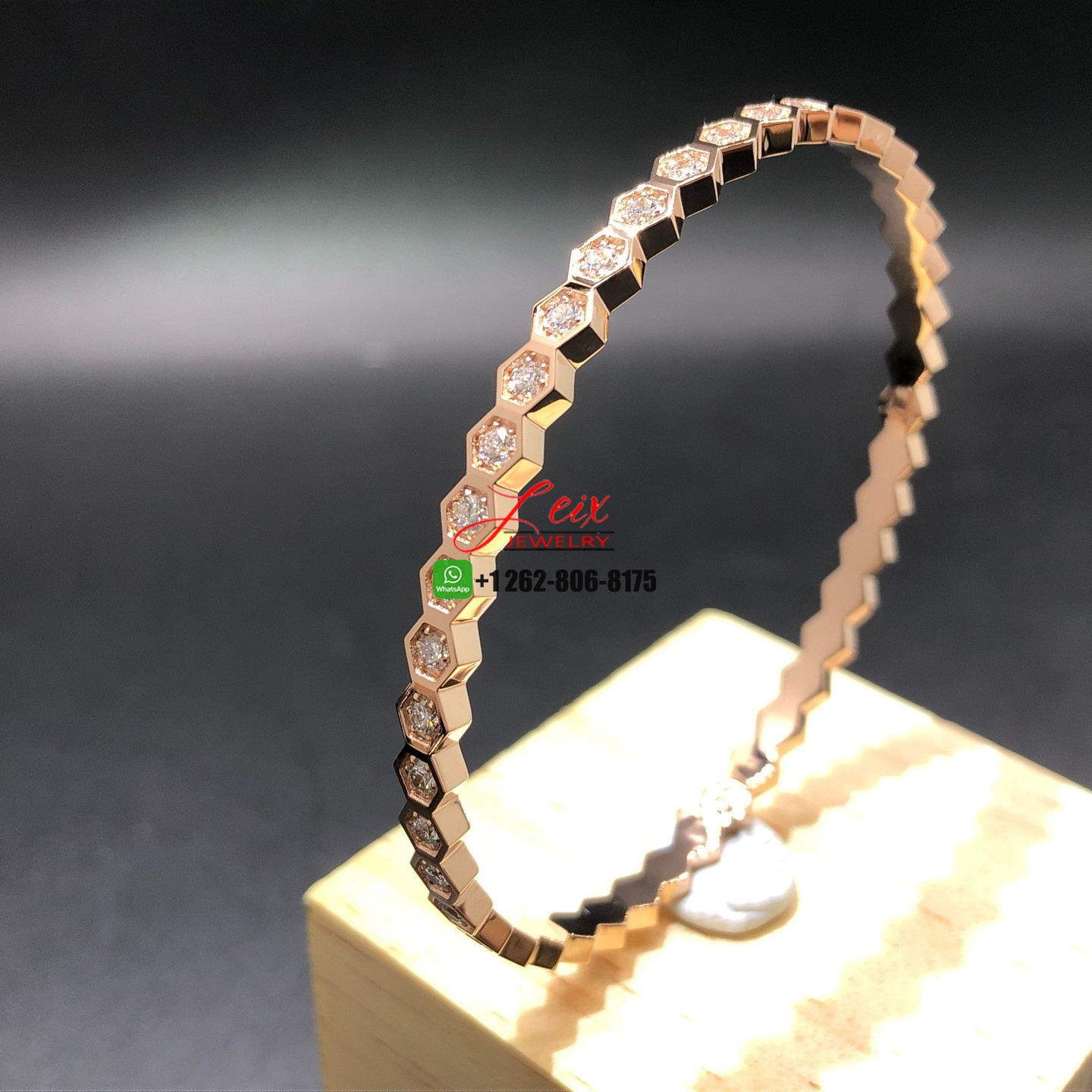 Chaumet Bee My Love Pave Diamond 18K Rose Gold Bangle Bracelet (1) Chaumet Bee My Love Pave Diamond 18K Rose Gold Bangle Bracelet
