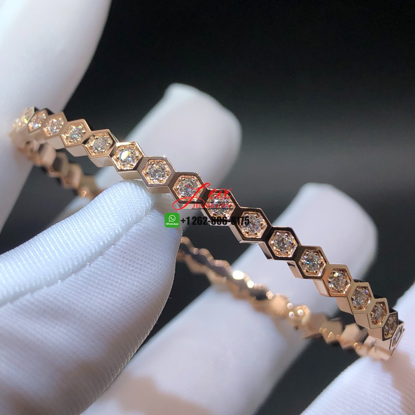 Chaumet Bee My Love Pave Diamond 18K Rose Gold Bangle Bracelet Chaumet Bee My Love Pave Diamond 18K Rose Gold Bangle Bracelet