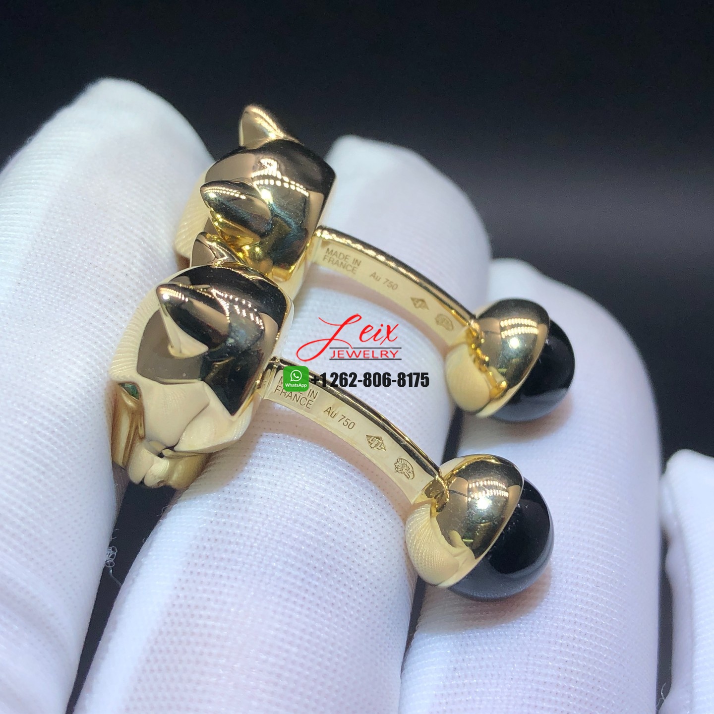 Custom Made Cartier 18k Yellow Gold Panthere De Cartier Cufflinks (1) Custom Made Cartier 18k Yellow Gold Panthere De Cartier Cufflinks
