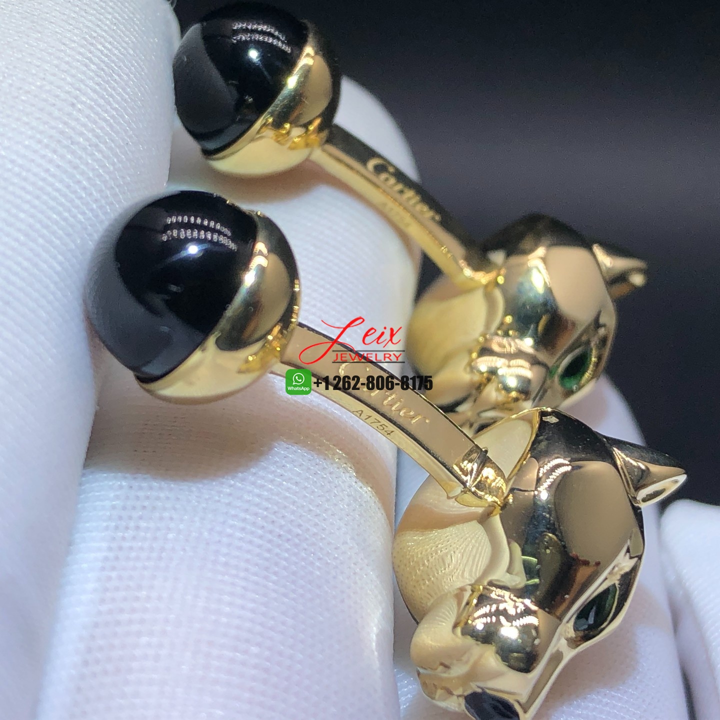 Custom Made Cartier 18k Yellow Gold Panthere De Cartier Cufflinks (2) Custom Made Cartier 18k Yellow Gold Panthere De Cartier Cufflinks