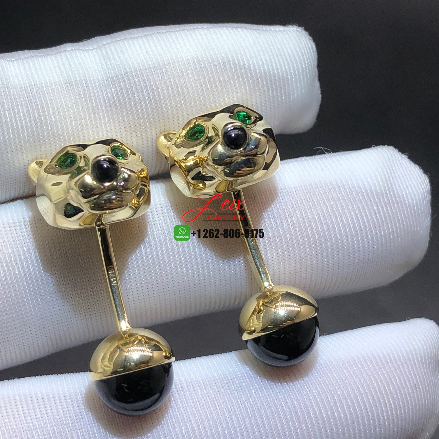 Custom Made Cartier 18k Yellow Gold Panthere De Cartier Cufflinks (3) Custom Made Cartier 18k Yellow Gold Panthere De Cartier Cufflinks