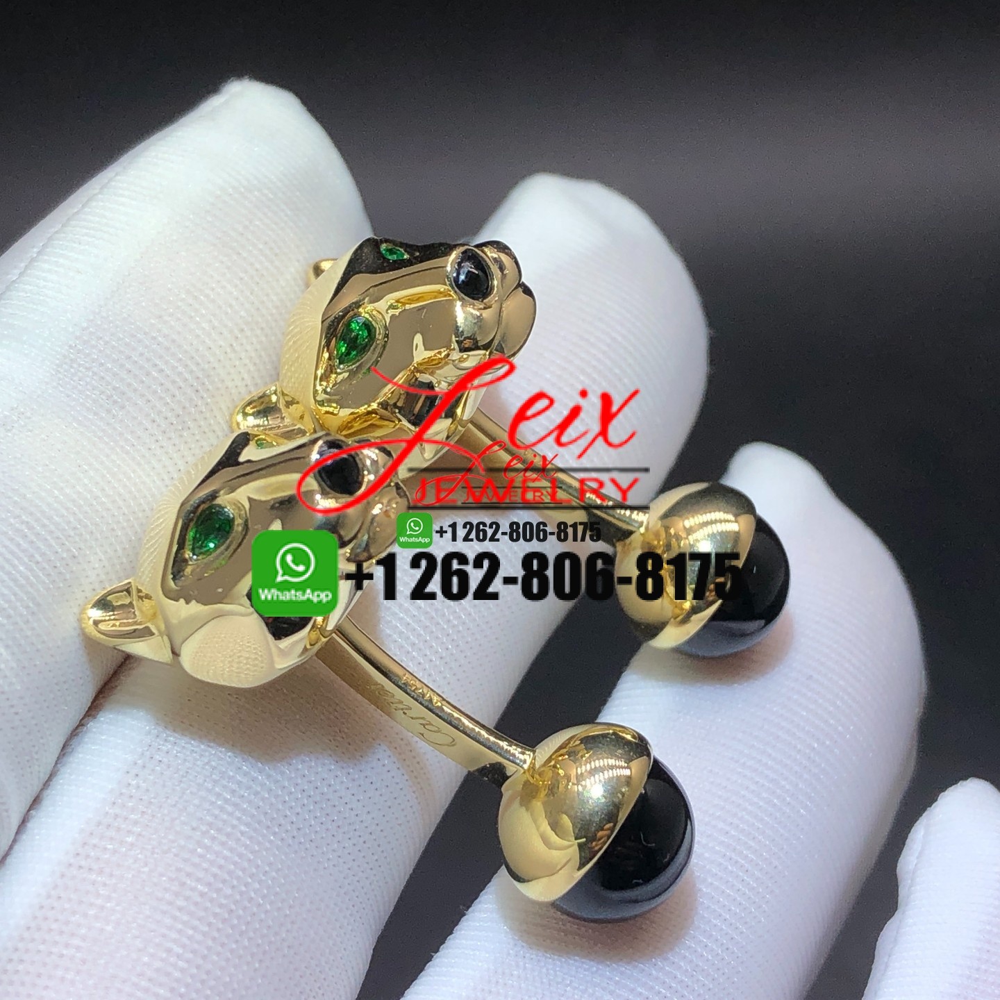 Custom Made Cartier 18k Yellow Gold Panthere De Cartier Cufflinks Custom Made Cartier 18k Yellow Gold Panthere De Cartier Cufflinks