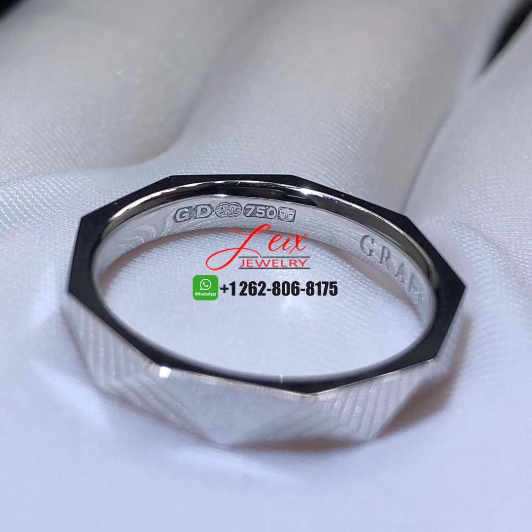 Custom Made Graff Solid 18K White Gold 2.3mm Laurence Graff Signature Wedding Band Ring (3) Custom Made Graff Solid 18K White Gold 2.3mm Laurence Graff Signature Wedding Band Ring
