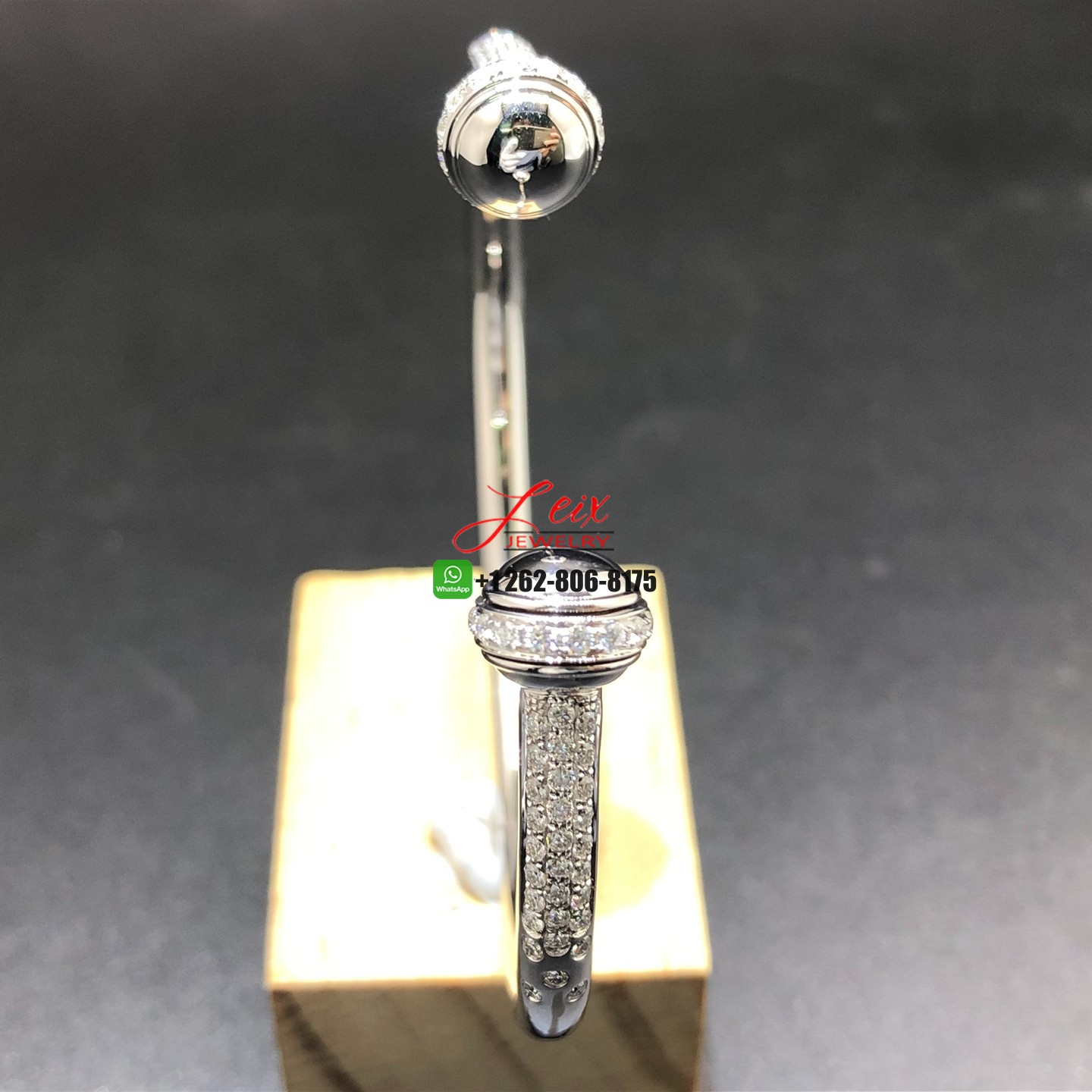 Piaget Possession 18k White Gold Pavé Diamond Open Bangle Bracelet (1) Piaget Possession 18k White Gold Pavé Diamond Open Bangle Bracelet