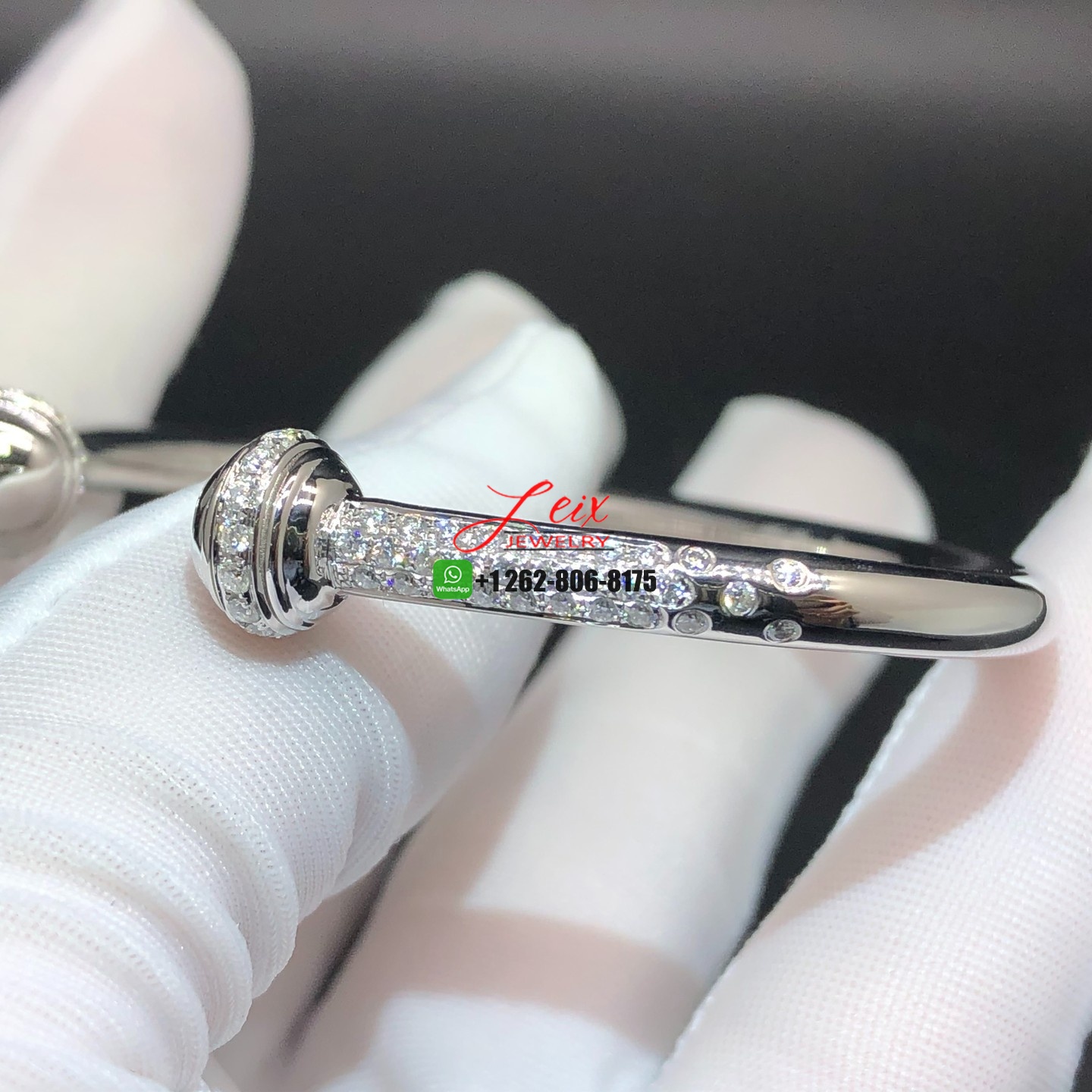 Piaget Possession 18k White Gold Pavé Diamond Open Bangle Bracelet (2) Piaget Possession 18k White Gold Pavé Diamond Open Bangle Bracelet