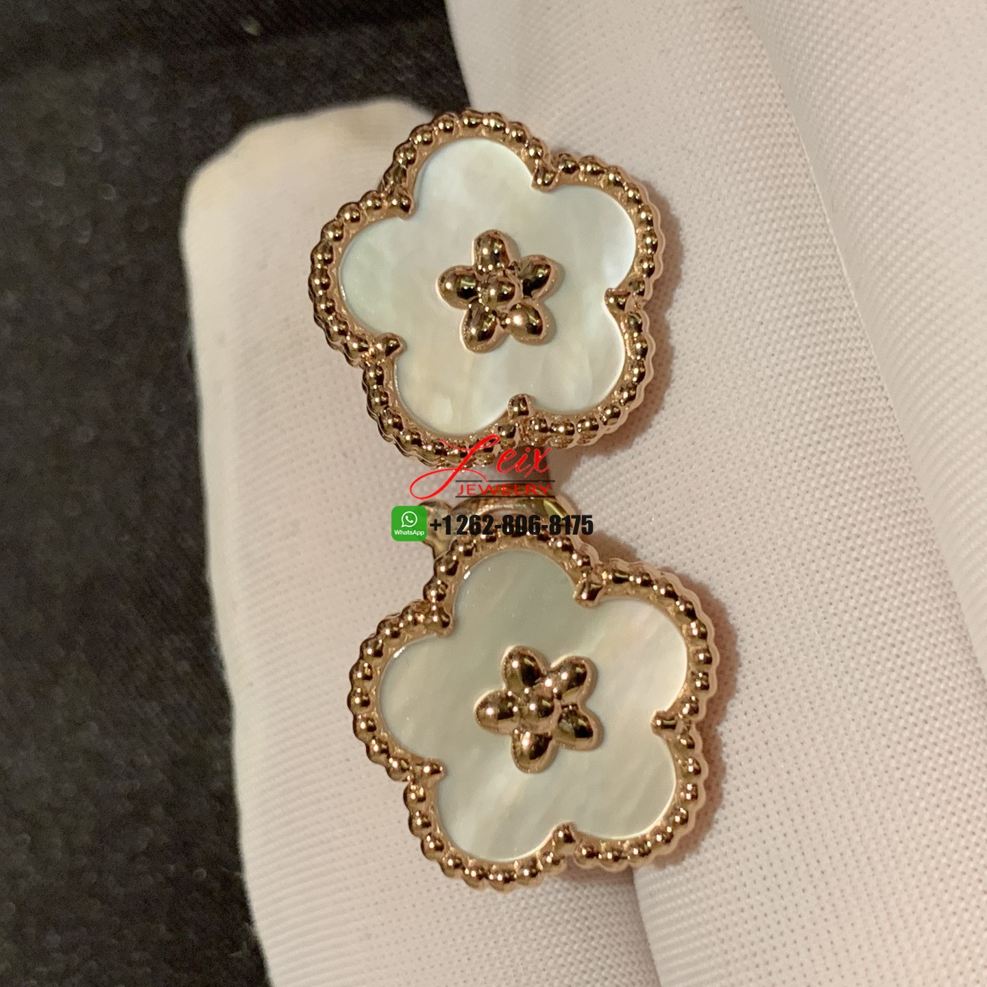 Van Cleef & Arpels 18K Rose Gold Mother of Pearl Lucky Springs Plum Blossom Earrings Van Cleef & Arpels 18K Rose Gold Mother of Pearl Lucky Springs Plum Blossom Earrings