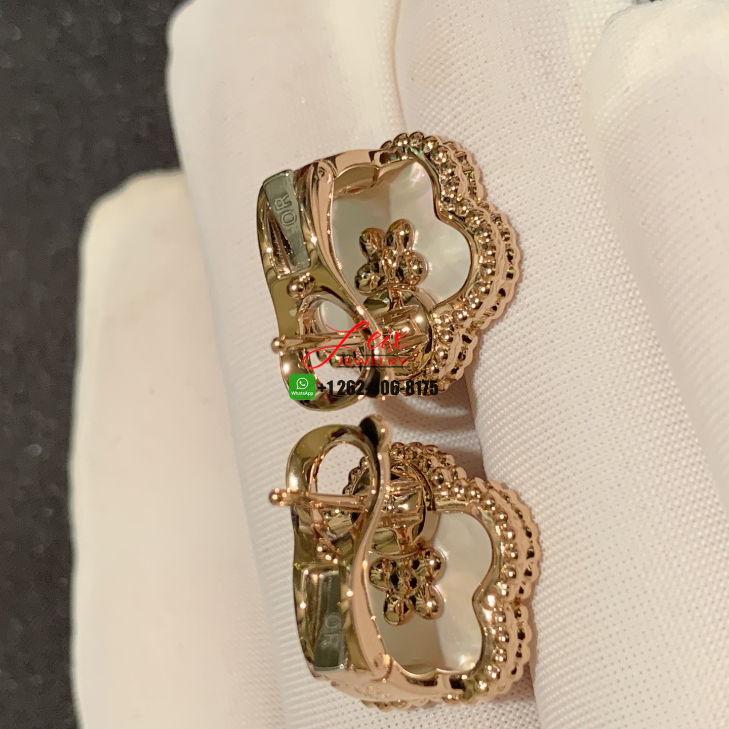 Van Cleef Arpels 18K Rose Gold Mother of Pearl Lucky Springs Plum Blossom Earrings Van Cleef & Arpels 18K Rose Gold Mother of Pearl Lucky Springs Plum Blossom Earrings