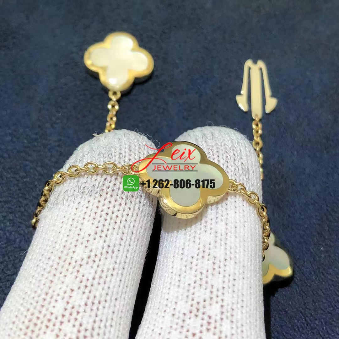 Van Cleef & Arpels Pure Alhambra 4 Motif Mother of Pearl 18K Yellow Gold Bracelet (1) Van Cleef & Arpels Pure Alhambra 4 Motif Mother of Pearl 18K Yellow Gold Bracelet