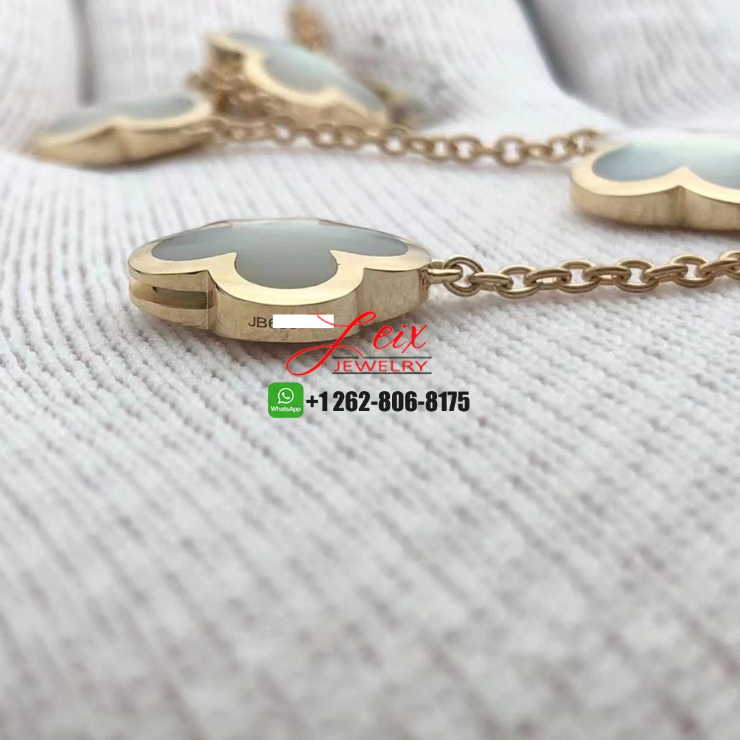 Van Cleef & Arpels Pure Alhambra 4 Motif Mother of Pearl 18K Yellow Gold Bracelet (2) Van Cleef & Arpels Pure Alhambra 4 Motif Mother of Pearl 18K Yellow Gold Bracelet