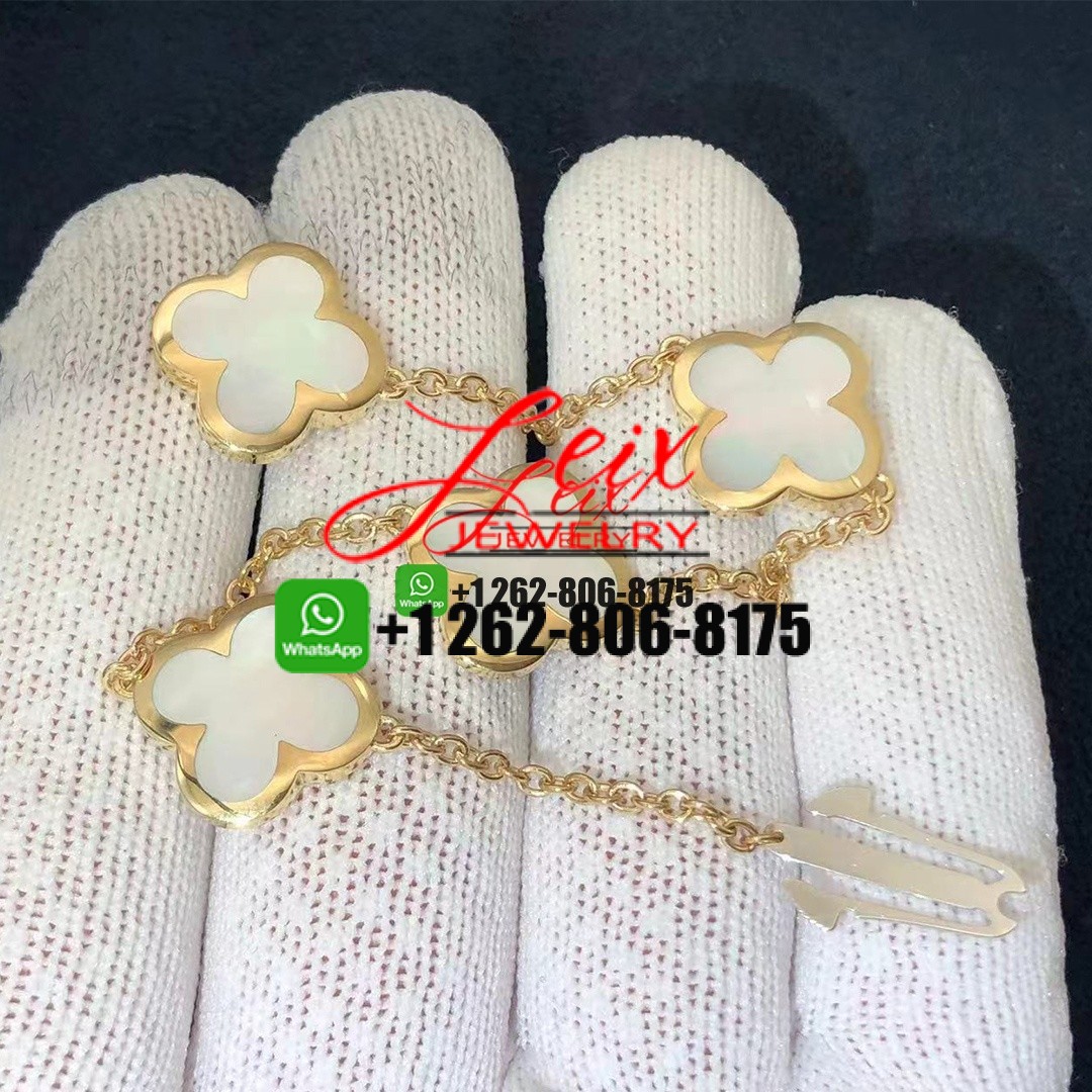 Van Cleef & Arpels Pure Alhambra 4 Motif Mother of Pearl 18K Yellow Gold Bracelet Van Cleef & Arpels Pure Alhambra 4 Motif Mother of Pearl 18K Yellow Gold Bracelet