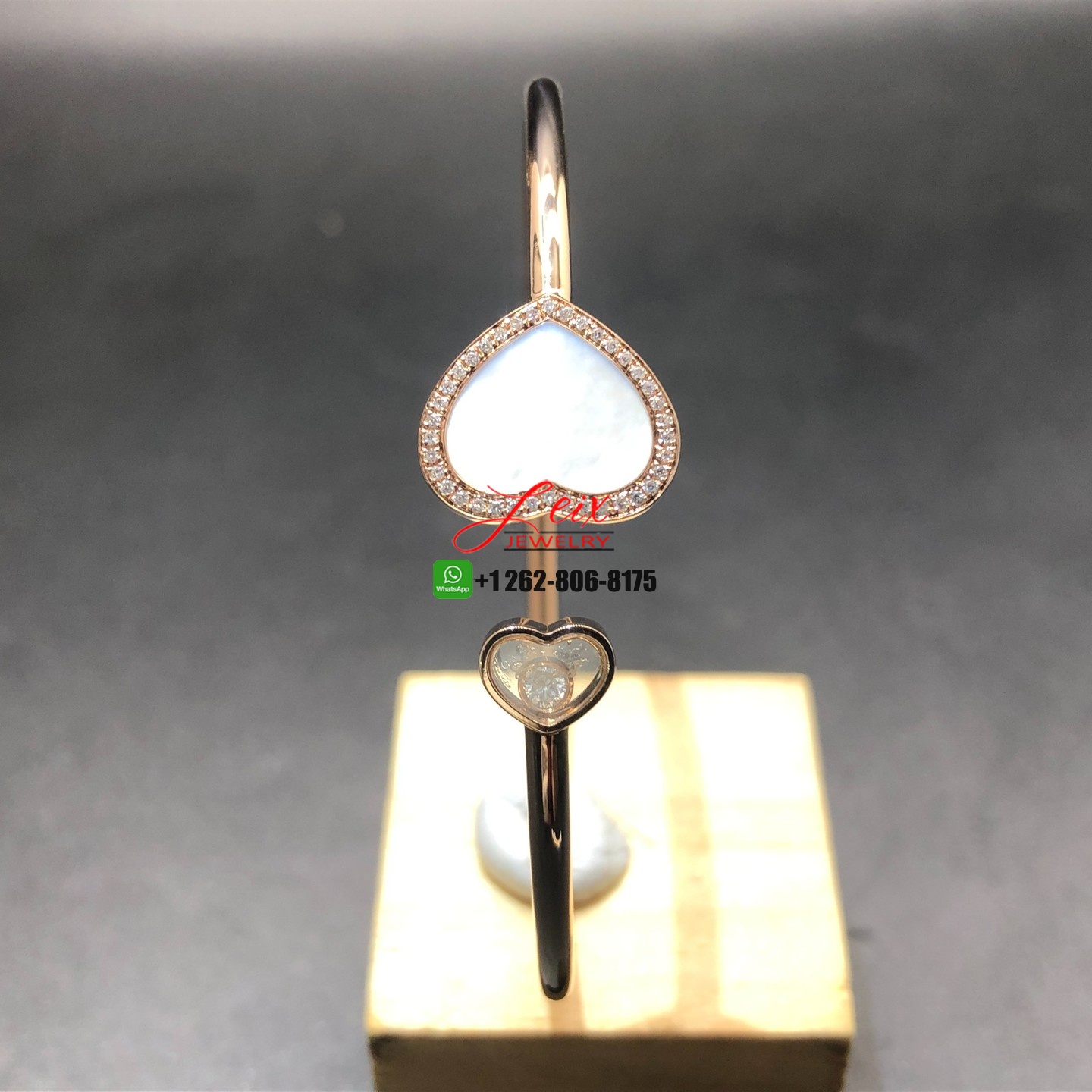 Chopard Happy Hearts 18K Rose Gold Diamond & Mother-Of-Pearl Bangle Bracelet (1)