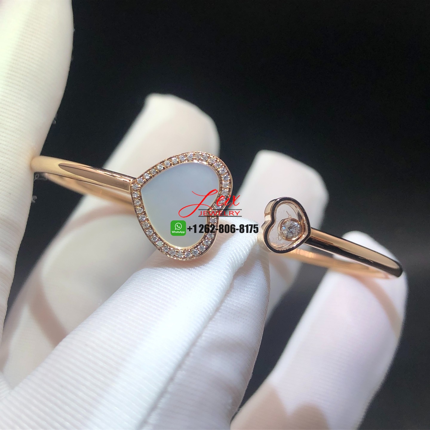 Chopard Happy Hearts 18K Rose Gold Diamond & Mother-Of-Pearl Bangle Bracelet Chopard Happy Hearts 18K Rose Gold Diamond & Mother-Of-Pearl Bangle Bracelet