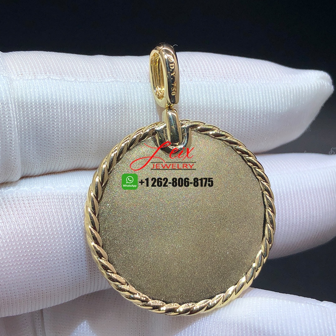 David Yurman 18K Yellow Gold Pavé Diamond DY Elements Disc Pendant (1) David Yurman 18K Yellow Gold Pavé Diamond DY Elements Disc Pendant