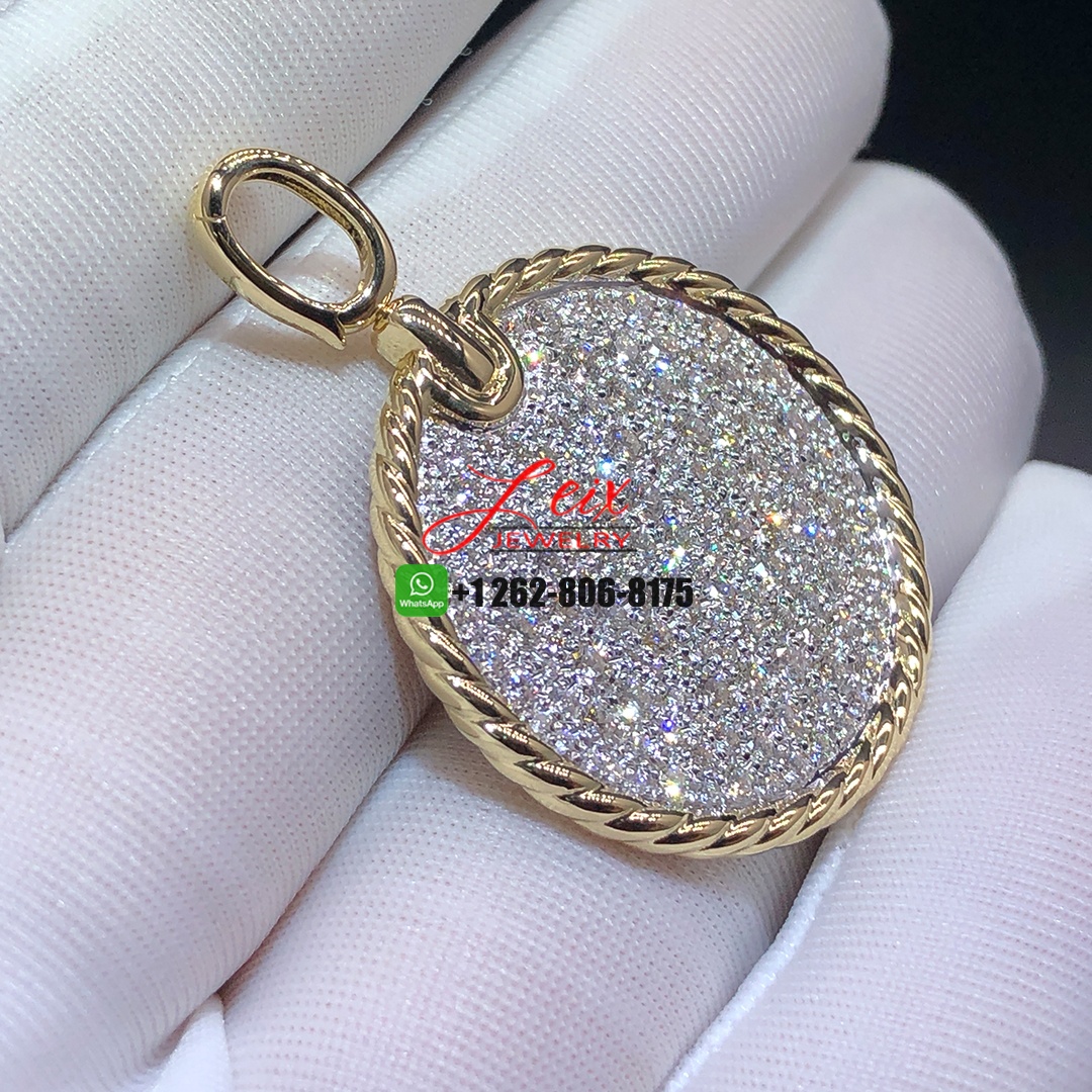 David Yurman 18K Yellow Gold Pavé Diamond DY Elements Disc Pendant (4) David Yurman 18K Yellow Gold Pavé Diamond DY Elements Disc Pendant